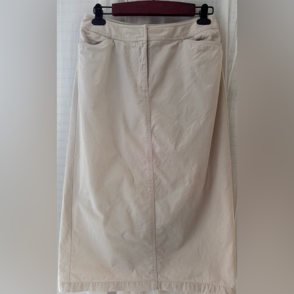 Rafaella. 10% cotton! Cream/Light Tan Color Pencil Skirt. Petite.